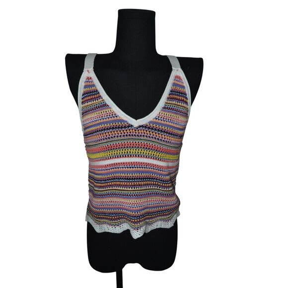 Blue Rain Knit Striped V Neck Striped Tank Top Size Small New - Picture 1 of 5